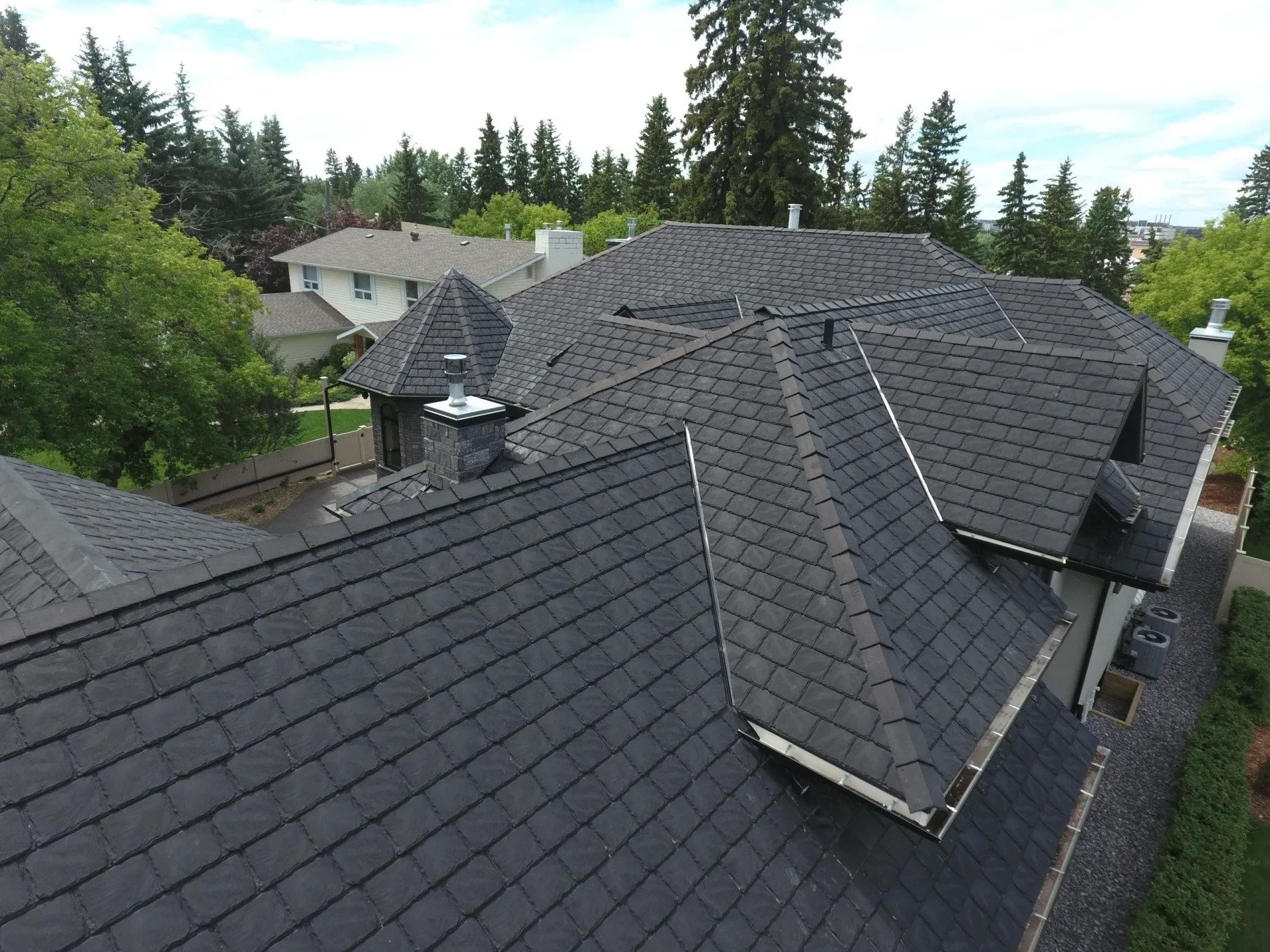 Aerial view of completed Euroshield rubber roof